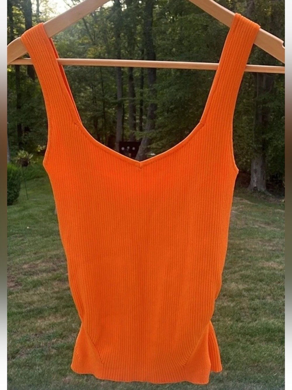 House of Harlow 1960 Orange Ribbed Stretch Sleeveless Tank Top Shirt, Women's S